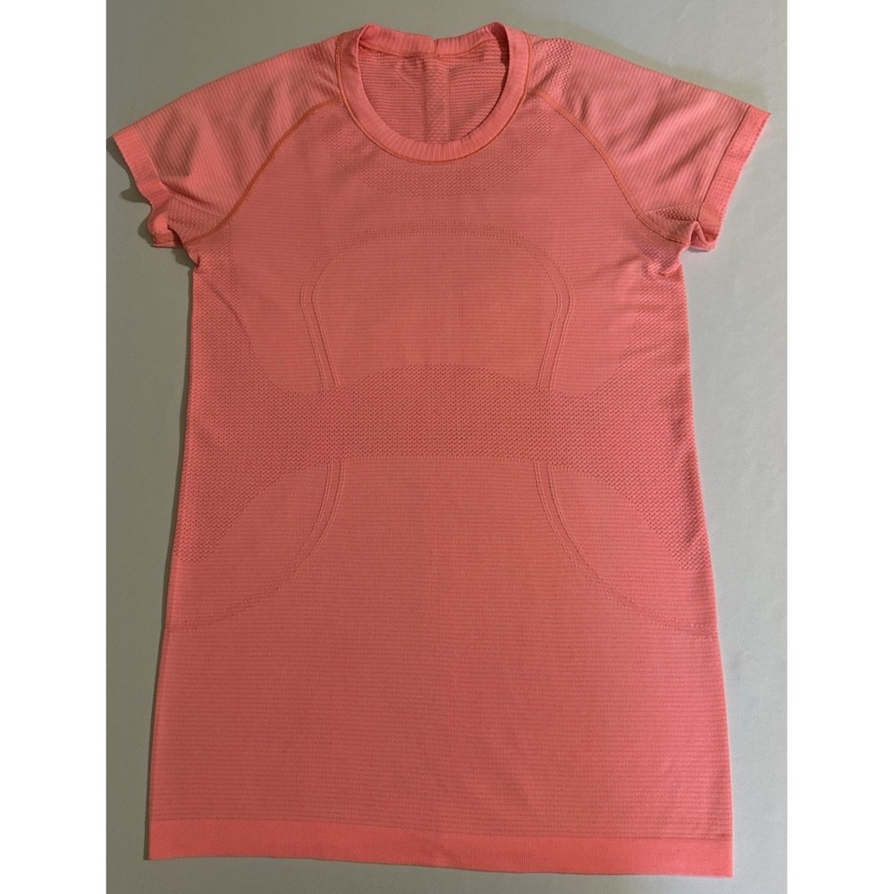Lululemon Swiftly Tech Short Sleeve Coral Pink Seamless Running Top Size 8